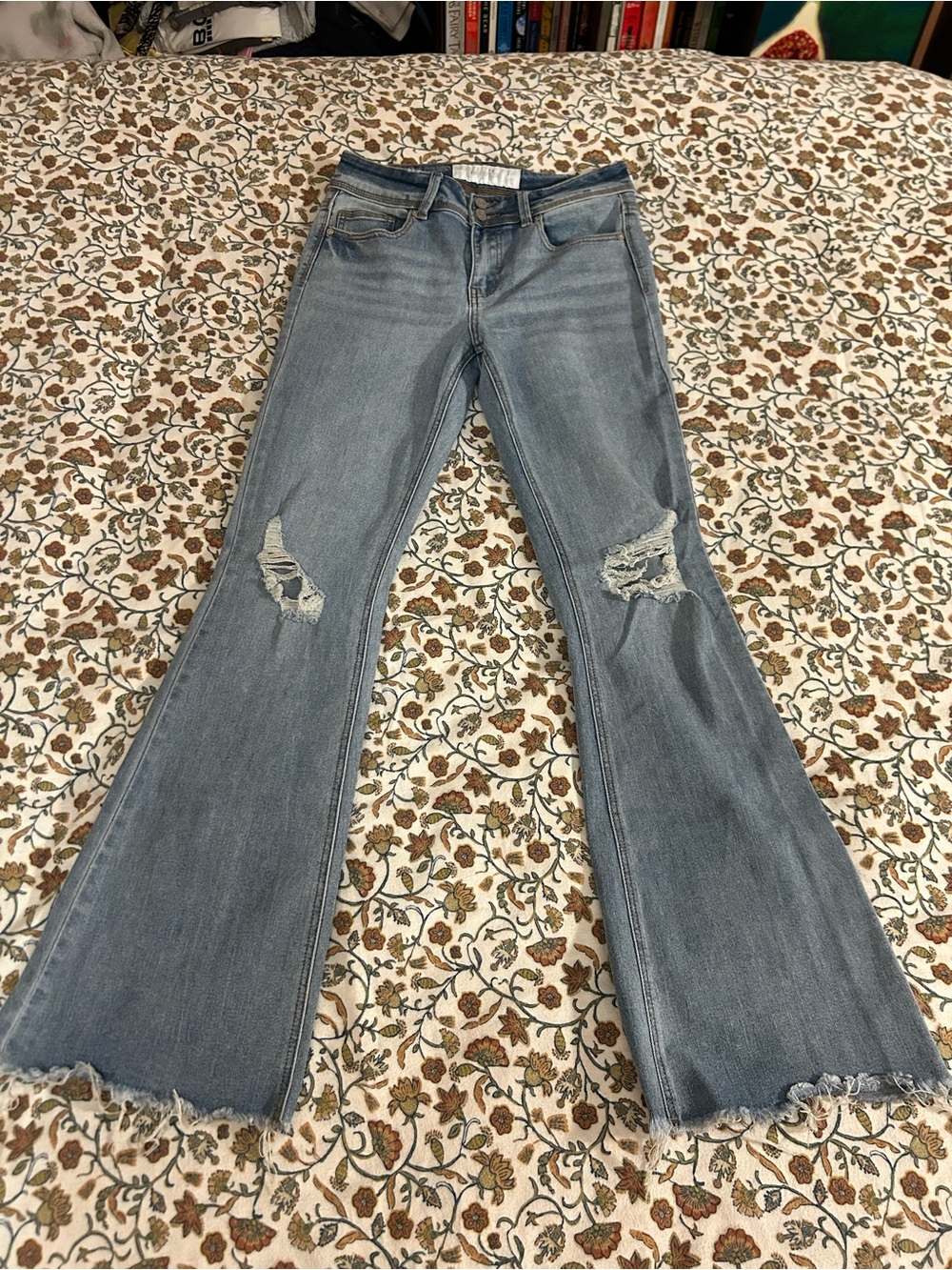 Indigo Rein Light Blue Distressed Flare Jeans
